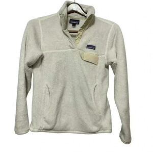 Patagonia Womens Small Re-Tool Snap-T Fleece Pullover Sweater White Cream Beige